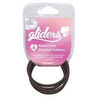 Gliders Metal Free Ponytail Holders 4pk Brown 